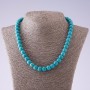 Necklace of Green Turquoise Natural Stone (polished) with veining, bead ball, 10 mm diameter, 46 cm length, no knots