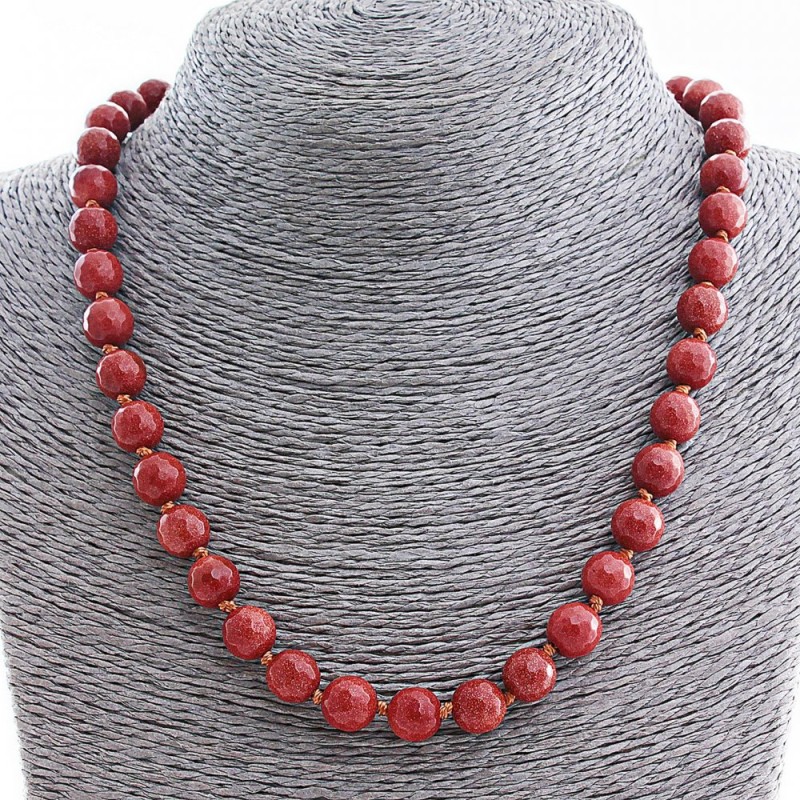 Avarturine Beads (synthetic) "Golden Sand", faceted 10mm ball, 50cm length