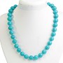 Blue Turquoise Bead Necklace with Veins, 12mm Round Beads, 50cm Long