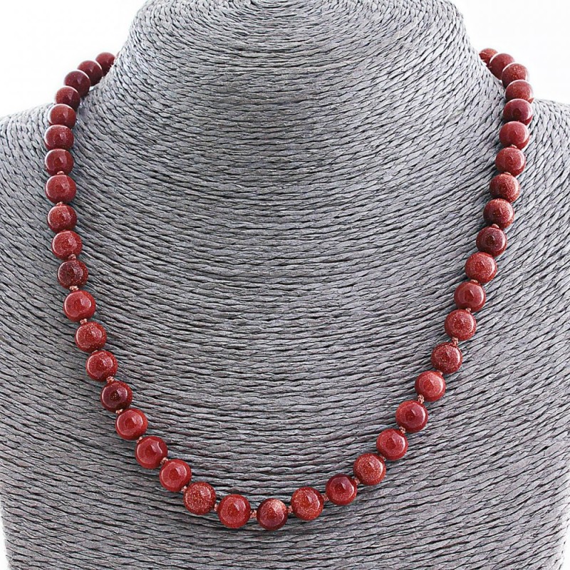 Necklaces Aventurine (synthetic) "Golden Sand", 8mm round beads, 50cm+ length