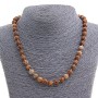 Landscape Jasper Beads Necklace, natural stone, smooth round beads 8mm, length 47cm