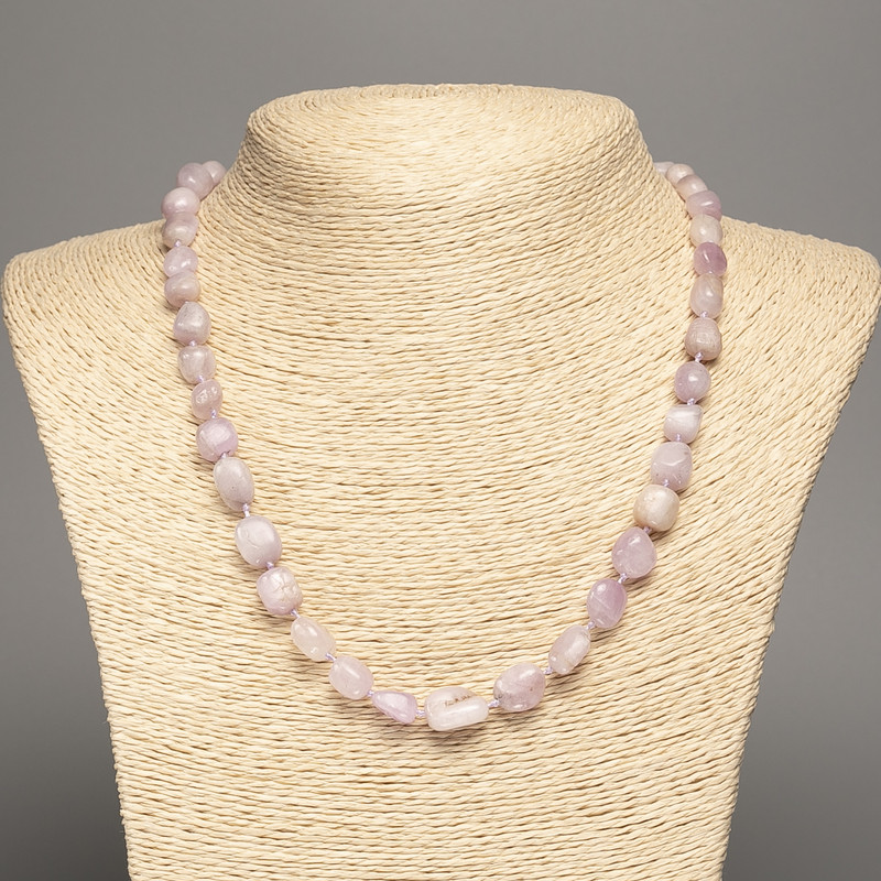 Kunzite Necklace Natural Stone Bead Tumbled, 10x8mm, length 48cm