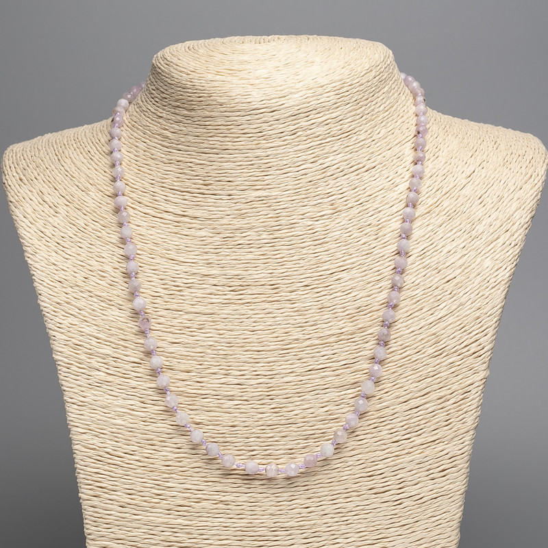 Kunzite Necklace natural stone faceted bead, diameter 4.5+ mm, length 51 cm+