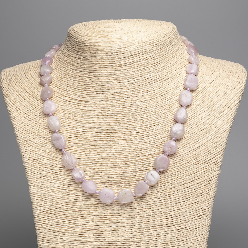 Kunzite Necklace natural stone faceted, diameter 10x11mm+-, length 51cm+-