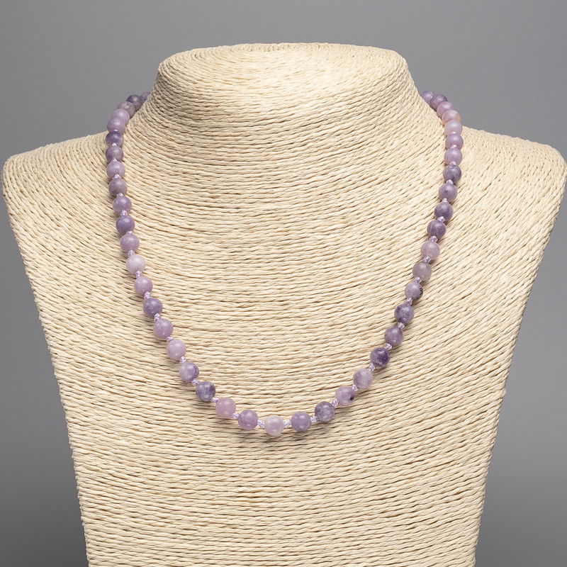 Lepidolite Imitation Necklace (Acrylic) Smooth Bead, 6.5mm diameter, 51cm+ length