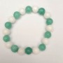 Bracelet Agate White (single) Bead, Aquamarine (single) Smooth Round Bead, diameter 10mm±, length 18cm (stretch)