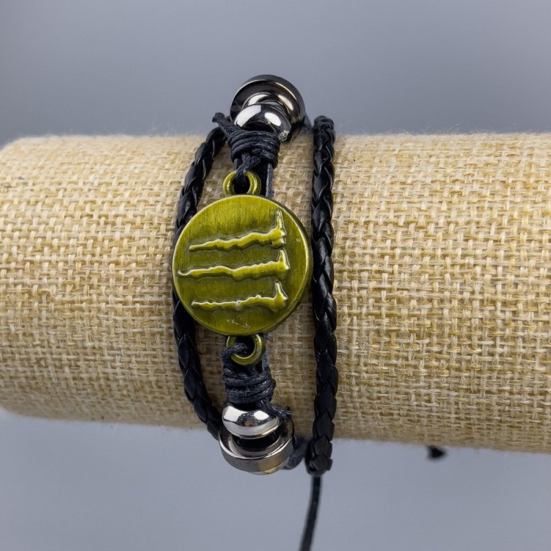 Eco-leather bracelet with golden claws, adjustable, 1 piece