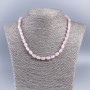 Necklace made of natural stone Pink Quartz cylinder, diameter 6×9 mm, length 48 cm