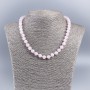 Natural Stone Necklace Pink Quartz Faceted Bead Opaque, 8mm Diameter, 48cm Length