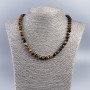 Tiger's Eye Bead Necklace, Faceted Cube 7mm, Length 48cm
