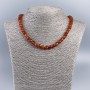 Carnelian Bead Necklace with Carved Cubes, 7 mm diameter ±, length 48 cm ±