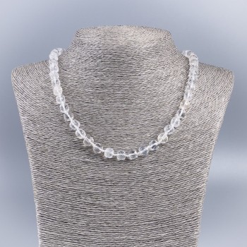 Necklace made of natural stone Mountain Crystal cubic faceted, diameter 7mm+-, length 48cm+