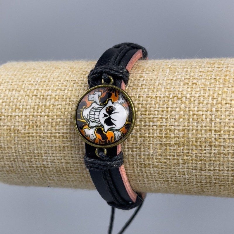 Bracelet eco leather Skull on drawstrings 1pc