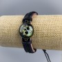 Eco Leather Bracelet Skull with Heart on Drawstrings 1pc