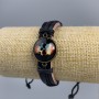 Eco Leather Bracelet with Skull and Flag on Adjustable Strap 1pc