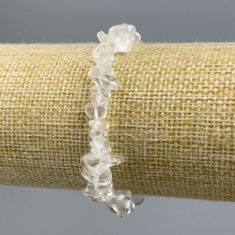 Bracelet Mountain Crystal Chip, diameter 6-8mm+-, length 18cm+-