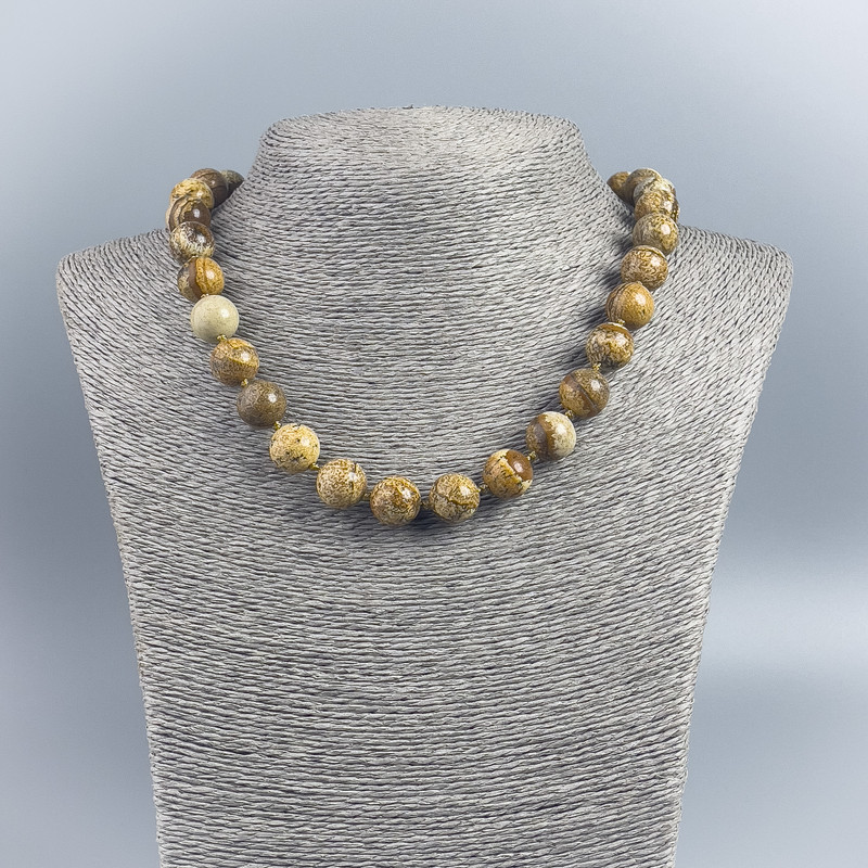 Landscape Jasper Beads Smooth Round 12mm Diameter ±, Length 48cm ±