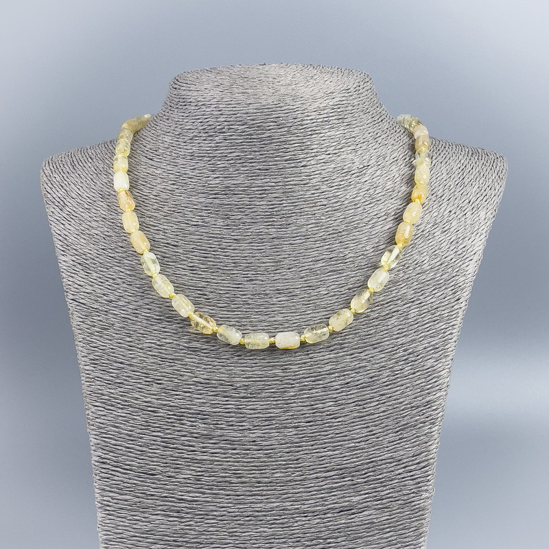 Natural Citrine Necklace Cylindrical Beads, 6x9mm diameter, length 48cm