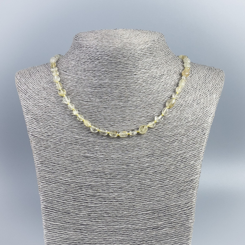 Rutilated Quartz Necklace (Hair Quartz) natural 6–7 mm beads, approx 50 cm long