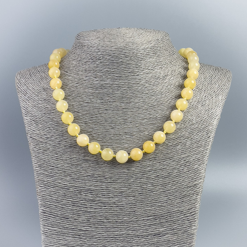Necklace made of Citrine - opaque smooth beads, diameter 10.5 mm, length 48 cm