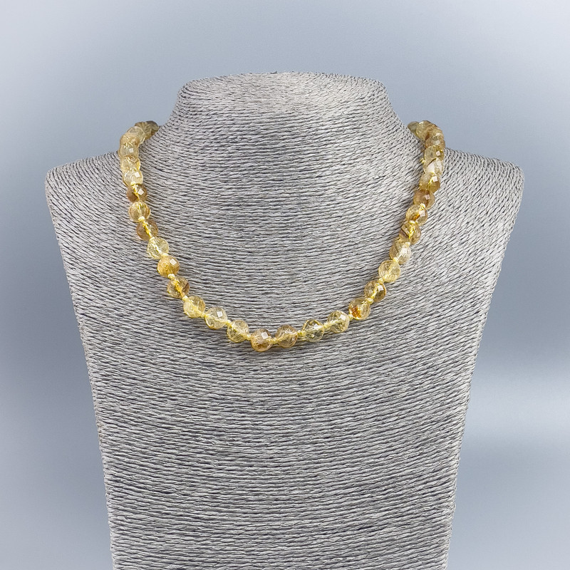Necklace made of natural gemstone—Faceted Citrine Bead, 8.5 mm approx., length 48 cm approx.