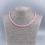 Necklace-Choker of Natural Mother-of-Pearl (toned) light Raspberry smooth rondelle, diameter 4×2 mm, length 48 cm