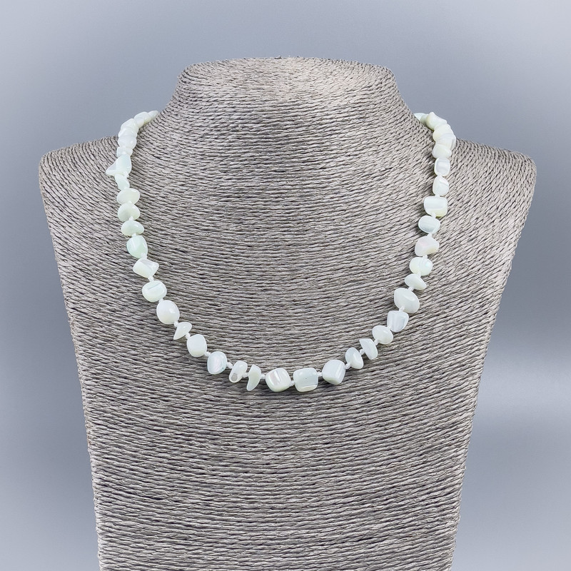 Necklace made of natural Pearl, toned, white shard, diameter 8-10 mm, length 50 cm