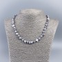 Necklace made of natural mother-of-pearl (tinted) gray chip, diameter 8mm±, length 50cm±
