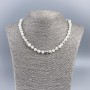 Necklace with natural Mother-of-P pearl (toned) white round faceted bead, diameter 8mm±, length 48cm±