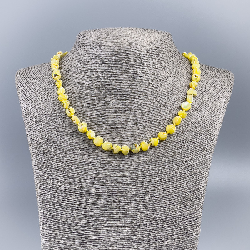 Necklace of natural pearl (toned) lemon oval nugget, 8mm diameter ±, length 48cm ±