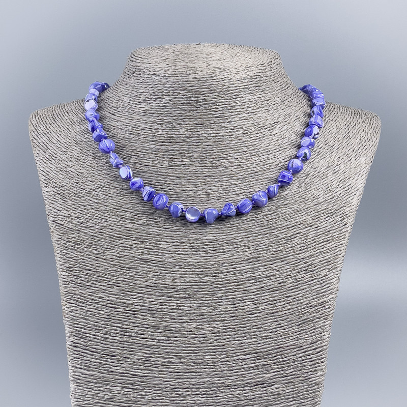 Necklace of Natural Mother-of-P Pearl (toned) lavender round coin pearls, diameter 8mm ±, length 48cm ±
