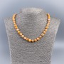 Necklace of natural mother-of-pearl (dyed) orange round faceted beads, diameter 8mm, length 48cm
