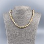 Necklace of natural mother-of-pearl (tinted) latte round faceted beads, diameter 8mm±, length 48cm±