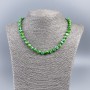Necklace made of natural mother-of-pearl (toned) green round coin beads, diameter 8mm±, length 48cm±