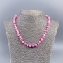 Necklace made of natural pink-toned mother-of-pearl, rounded faceted beads, 8mm diameter ±, length 48cm ±