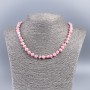 Necklace made of natural pink-toned mother-of-pearl, round faceted beads, diameter 8 mm ±, length 48 cm ±