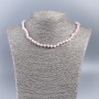 Natural Stone Necklace Rose Quartz Faceted Round Bead, 6mm diameter, 50cm length
