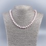 Necklace with natural stone Pink Quartz smooth bead, diameter 6-7mm±, length 50cm±