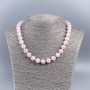 Natural Stone Necklace Rose Quartz Smooth Bead, 10-11mm diameter, length 50cm