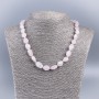 Necklace made of natural stone, rose quartz faceted tumbled beads, diameter 10×12mm, length 50cm