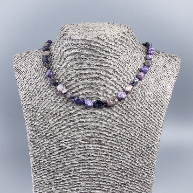 Charoite Beads Necklace, tumbled, 10x12 mm diameter, length 48 cm