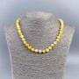 Necklace of natural mother-of-pearl (toned) white-yellow smooth beads, 8mm diameter, length 50cm