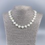 Necklace made of natural white mother-of-pearl in a shamrock shape, diameter 11x13x3mm+-, length 50cm+-
