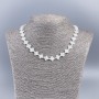 Necklace made of natural white mother-of-pearl in a shamrock shape, diameter 8x10x2mm±, length 50cm±