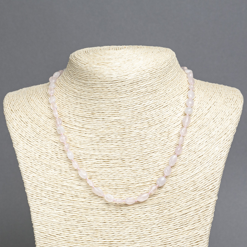 Necklace made of natural stone - Rose quartz faceted, diameter 8x6mm, length 45cm