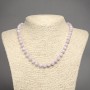 Kunzite Bead Necklace with Natural Stone, smooth round beads 7.5 mm, length 45 cm