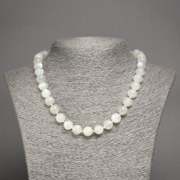 Adularia Natural Stone Necklace, Smooth Round Beads, 10mm diameter, ~45cm length