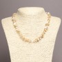 Mother-of-pearl Necklace, natural, beige microbeads, diameter 7×5mm±, length 45cm±