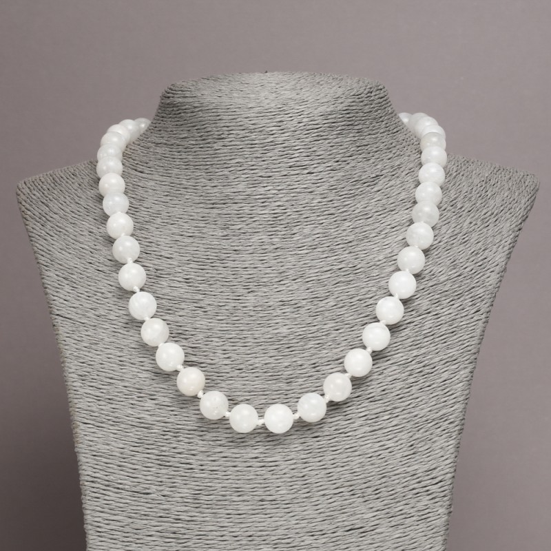 Adularia Bead Necklace, smooth round beads, 10mm diameter, length 45cm