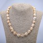 Necklace made of natural beige mother-of-pearl, grooved, diameter 19×12 mm ±, length 45 cm ±
